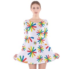 Celebrate Pattern Colorful Design Long Sleeve Velvet Skater Dress