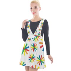 Celebrate Pattern Colorful Design Plunge Pinafore Velour Dress