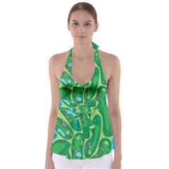 Golf Course Par Golf Course Green Tie Back Tankini Top