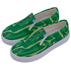 Golf Course Par Golf Course Green Kids  Canvas Slip Ons