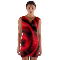 Background Red Color Swirl Wrap Front Bodycon Dress