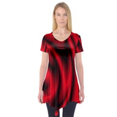 Background Red Color Swirl Short Sleeve Tunic  by Ravend