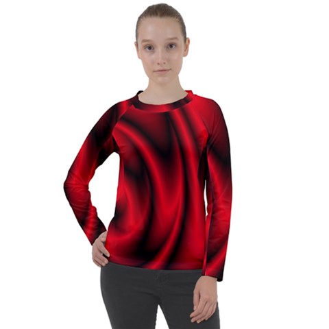 Background Red Color Swirl Women s Long Sleeve Raglan T-shirt by Ravend