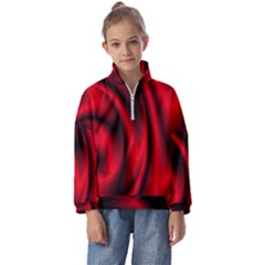 Background Red Color Swirl Kids  Half Zip Hoodie by Ravend