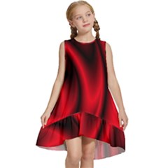 Background Red Color Swirl Kids  Frill Swing Dress