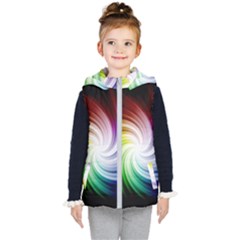 Rainbow Swirl Twirl Kids  Hooded Puffer Vest