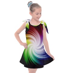 Rainbow Swirl Twirl Kids  Tie Up Tunic Dress