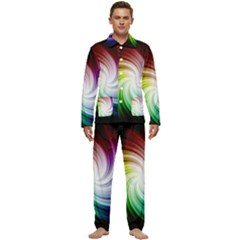 Rainbow Swirl Twirl Men s Long Sleeve Velvet Pocket Pajamas Set
