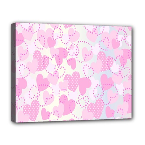 Valentine Background Hearts Bokeh Canvas 14  X 11  (stretched) by Ravend