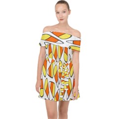 Candy Corn Halloween Candy Candies Off Shoulder Chiffon Dress by Ravend