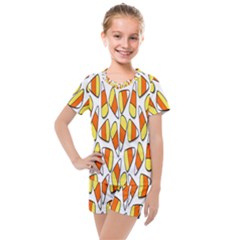 Candy Corn Halloween Candy Candies Kids  Mesh T-shirt And Shorts Set