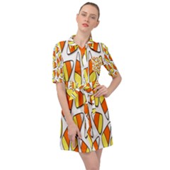 Candy Corn Halloween Candy Candies Belted Shirt Dress by Ravend