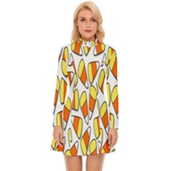 Candy Corn Halloween Candy Candies Long Sleeve Velour Longline Dress by Ravend