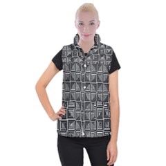 Pattern Op Art Black White Grey Women s Button Up Vest