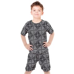 Pattern Op Art Black White Grey Kids  T-shirt And Shorts Set by Ravend