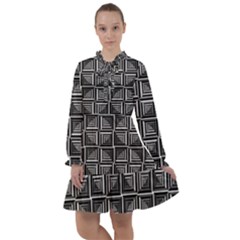 Pattern Op Art Black White Grey All Frills Chiffon Dress