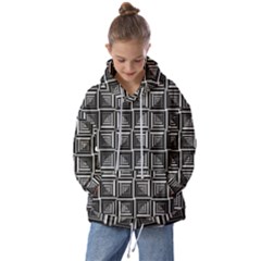 Pattern Op Art Black White Grey Kids  Oversized Hoodie by Ravend