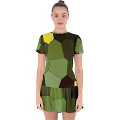 Mosaic Structure Background Tile Drop Hem Mini Chiffon Dress by Ravend