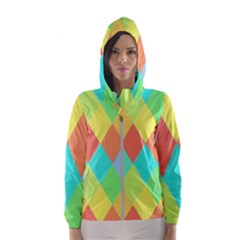 Low Poly Triangles Women s Hooded Windbreaker