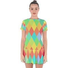 Low Poly Triangles Drop Hem Mini Chiffon Dress by Ravend