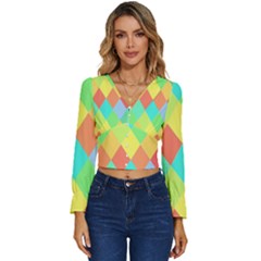 Low Poly Triangles Long Sleeve V-neck Top