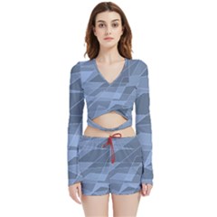 Lines Shapes Pattern Web Creative Velvet Wrap Crop Top And Shorts Set by Ravend