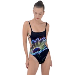 Flower Pattern Design Abstract Background Tie Strap One Piece Swimsuit