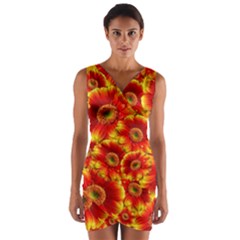 Gerbera Flowers Blossom Bloom Wrap Front Bodycon Dress by Amaryn4rt