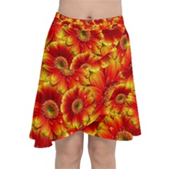 Gerbera Flowers Blossom Bloom Chiffon Wrap Front Skirt by Amaryn4rt