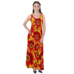 Gerbera Flowers Blossom Bloom Sleeveless Velour Maxi Dress by Amaryn4rt