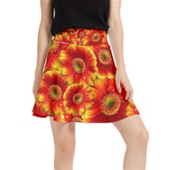 Gerbera Flowers Blossom Bloom Waistband Skirt by Amaryn4rt