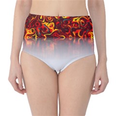 Effect Pattern Brush Red Classic High-waist Bikini Bottoms by Amaryn4rt