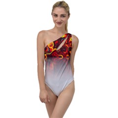 Effect Pattern Brush Red To One Side Swimsuit by Amaryn4rt