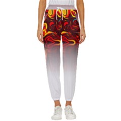 Effect Pattern Brush Red Women s Cropped Drawstring Pants by Amaryn4rt
