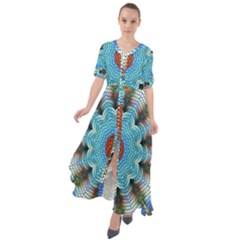 Pattern Blue Brown Background- Waist Tie Boho Maxi Dress by Amaryn4rt