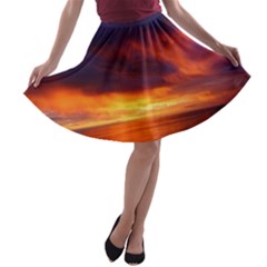 Sunset The Pacific Ocean Evening A-line Skater Skirt by Amaryn4rt