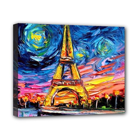 Eiffel Tower Starry Night Print Van Gogh Canvas 10  X 8  (stretched)