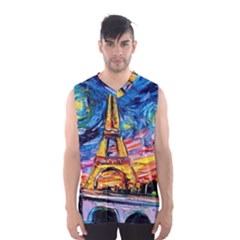 Eiffel Tower Starry Night Print Van Gogh Men s Basketball Tank Top