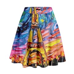 Eiffel Tower Starry Night Print Van Gogh High Waist Skirt by Modalart