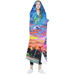 Eiffel Tower Starry Night Print Van Gogh Wearable Blanket by Modalart