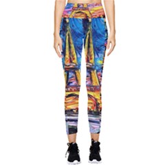 Eiffel Tower Starry Night Print Van Gogh Pocket Leggings  by Modalart