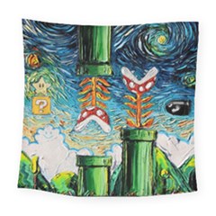 Cartoon Game Games Starry Night Doctor Who Van Gogh Parody Square Tapestry (large) by Modalart