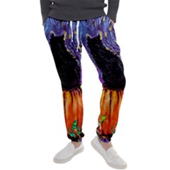 Halloween Art Starry Night Hallows Eve Black Cat Pumpkin Men s Jogger Sweatpants by Modalart