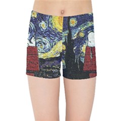 Cartoon Dog House Van Gogh Kids  Sports Shorts by Modalart