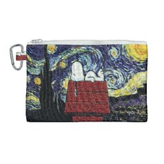 Cartoon Dog House Van Gogh Canvas Cosmetic Bag (Large)