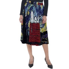 Cartoon Dog House Van Gogh Classic Velour Midi Skirt 