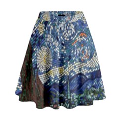 Mosaic Art Vincent Van Gogh Starry Night High Waist Skirt by Modalart