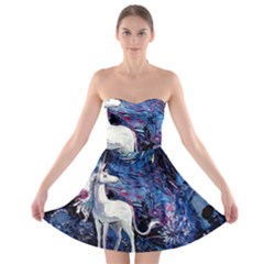 Unicorn Starry Night Print Van Gogh Strapless Bra Top Dress by Modalart