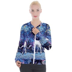 Unicorn Starry Night Print Van Gogh Casual Zip Up Jacket