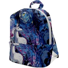 Unicorn Starry Night Print Van Gogh Zip Up Backpack by Modalart